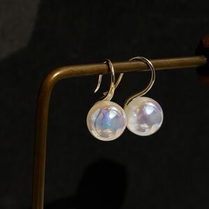 Faux Pearl Drop Earings Beads Gift For Her Unique Shimmer Trendy Studs